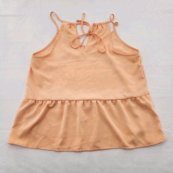 Olive & Oak Womens Size Large Halter Peplum Cami Peach Orange Sleeveless Tank - Picture 3 of 6